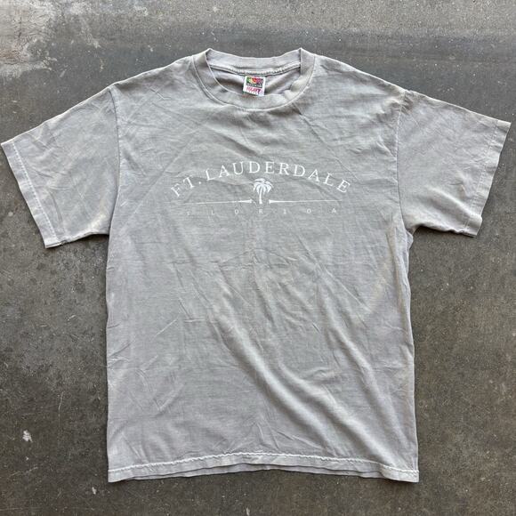 Ft. Lauderdale Florida T-Shirt Faded Green Size Large Unisex FOL Heavy - Picture 1 of 7